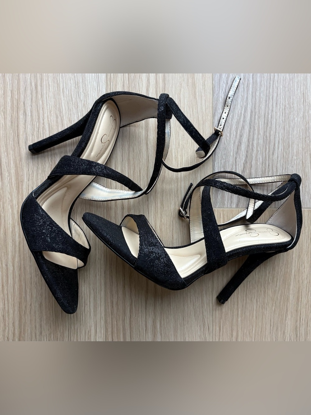 Elegant Black Strappy Ankle-Tie High Heels